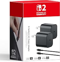 2Pcs 65W Switch 2 Charger with 10FT/3M Cable - GaN3 AC Power Adapter for Nintendo Switch/OLED/Lite & Steam Deck/OLED, Original Quality, Supports 4K TV Mode, PD3.0 Fast Charger for PS4 Controller, Galaxy