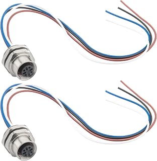2PCS M12 4 Pin A Code Female Connector Cable with Trimmed Base 0.2M