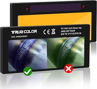2x4 1/4 Gold Welding Lens, Gold Auto Darkening Shade 9 | Replacement for Pancake and Pipeliner Welding Hood Parts, True Color Technology, HD Auto Darkening, Shade 9