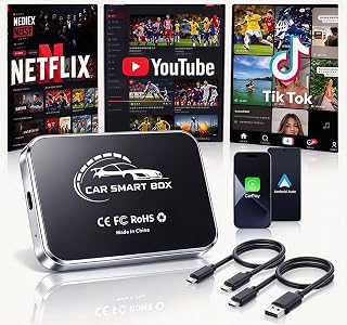 3-in-1 Magic Ai Box—Wireless CarPlay & Android Auto Adapter with Netflix/YouTube/TikTok, Plug & Play, USB Drive Playback and HD Screen Mirroring for Cars from 2016 & IOS10+/ Android 11+ - Silver