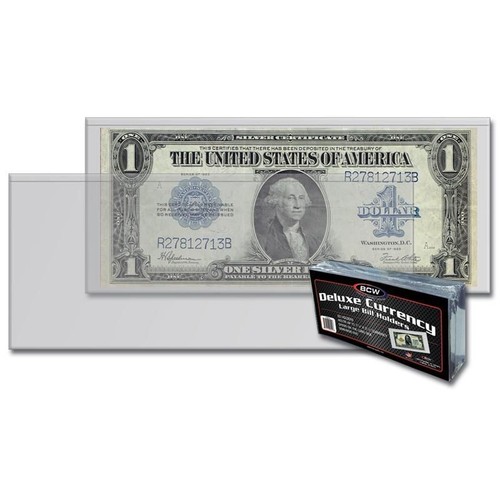 3- LARGE BCW DELUXE CURRENCY MONEY SLEEVE BILL PAPER NOTE  HOLDERS SEMI RIGIDi