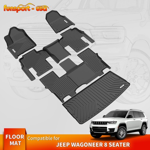 3 Row Floor Mats &Cargo Liner For 2022-2025 Jeep Wagoneer TPE Rubber All-Weather