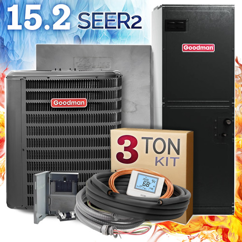 3 Ton Goodman Heat Pump Split System R32 Central Air Conditioner - 15.2 SEER2 AC