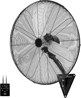 30 Inch Wall Mount Fan Oscillating, High Velocity Industrial Wall Fans | 10000 CFM Mounted Fan with 3-Speed Setting & Adjustable Tilting for Garage, Workshop, Warehouse, Patios, Indoor, Commercial
