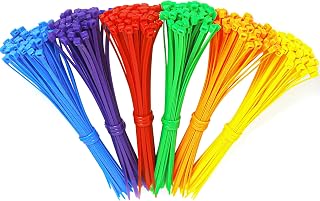300-Pack 8 Inch Heavy Duty Nylon Cable Ties (6 Colors) | 50lb Strength UV Resistant Multicolor Zip Ties for Garden Clearance, Home Improvement & Cable Management