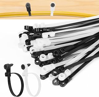 300 Pack Zip Ties with Screw Holes 12&rdquo; & 10&rdquo; 90 lbs Mounting Cable Ties, Black & White for Secure Indoor Outdoor Organization, Wire Ties with Screw Hole for Garage, Garden, Cable Management