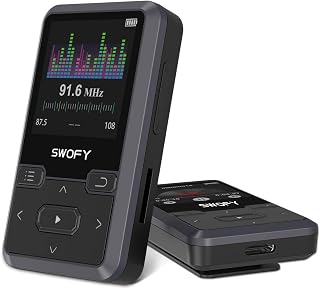 32GB Clip MP3 Player with Bluetooth 5.0, Portable Music Player with FM Radio & Voice Recorder, E-Book, Ideal for Running & Workout, Supports up to 512GB, Earphones Included