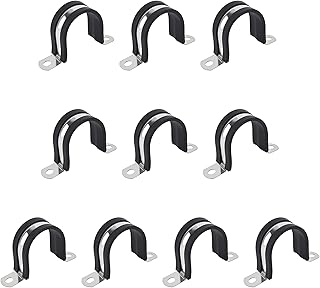3/4 Inch 10 PCS 2 Holes Rubber Cushioned U Bracket Clamp, Reinforced Rigid Pipe Strap, Stainless Steel Conduit Straps Cable Clamp (20 mm) by Tavonuxt