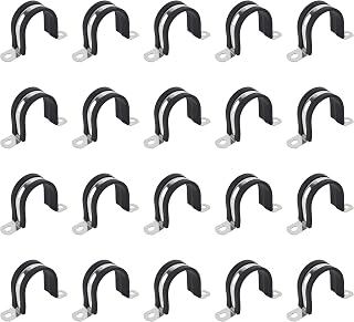 3/4 Inch 20 PCS 2 Holes Rubber Cushioned U Bracket Clamp, Reinforced Rigid Pipe Strap, Stainless Steel Conduit Straps Cable Clamp (20 mm) by Tavonuxt