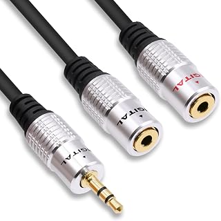 3.5mm TRS Headphone Audio Splitter 1 Male to 2 Female Y Cable Adapter | Stereo Extension Cord, for Phones Tablets MP3/MP4 Speakers ,0.5M