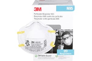 3M 8210 Particulate Respirator, N95, Pack of 20 Disposable Respirators, NIOSH APPROVED, Two-Strap Cup Style Design, Lightweight with Cushioning Nose Foam