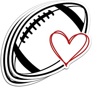 (3Pcs) Football Heart Love Sticker Minimalist Football Vinyl Waterproof Decal for Fans Moms and Sports Lovers - Cute Game Day Aesthetic Gift for Books Laptops Phone Water Bottles Tumbler Kindle 3 Inch