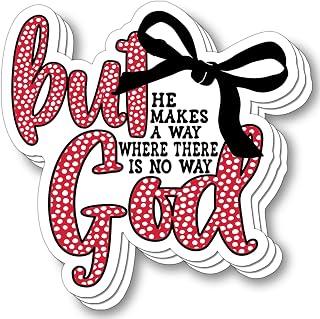 (3Pcs) But God He Makes A Way Where There is No Way Sticker Christian Vinyl Decal Waterproof Inspirational Miracle Quote for Cars Laptops Phone Book Kindle Journals 3 Inch