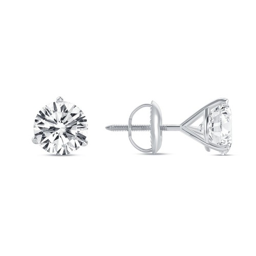 4 Ct Round 14K White Gold Lab Created Grown Diamond Earrings Studs Martini Screw