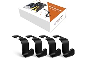 4-Pack Car Headrest Hooks Holds 55lbs Seat Storage Organizer for Bags | Durable ABS Material, 360° Rotating, Car Hanger for Backpack Umbrella Water Bottle Coat Purses Handbags Groceries, Black