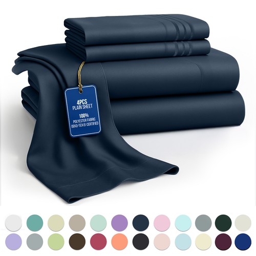 4 Piece Bed sheet set Microfiber Hotel Luxury Ultra Soft Deep Pocket Sheets