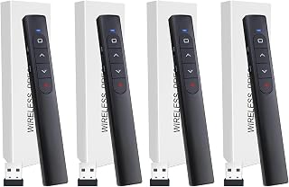 (4 Units) Wireless PowerPoint Presentation Clicker with Red Laser | Presenter Remote, Hyperlink & Volume Control, Compatible with Mac/Windows, Works with PowerPoint, Keynote, and Google Slides