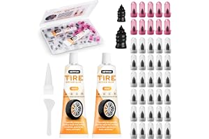 40 PCS Tire Repair Rubber Nails Kit with 2 Tubes of Black Tire Sealant Glue, 2026 New Screw in Tire Plugs Kit, Fast Self-Service Tire Repair Screws Kit for Car Motorcycle Truck Tractor Puncture Repair