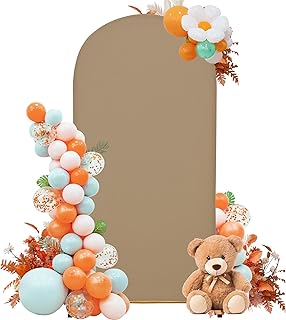 4FT Mini Arch Cover &ndash; Petite Stretch Fabric for Baby Showers, Kids&rsquo; Birthdays & Photo Corners &ndash; Khaki Backdrop for Small Events & Tablescapes