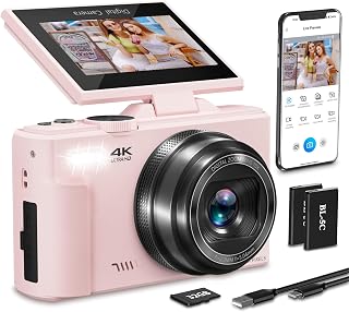 4K Digital Camera for Photography,64MP Vlogging Camera for YouTube(White)