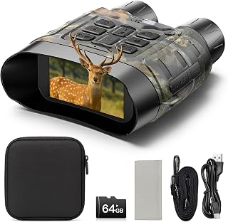 4K Night Vision Binoculars with 112MP Photo Resolution | 18X zoom observes 1968ft. 4K video & 112MP full-color photos. 64GB card included. 8hr battery for hunting, security, camping