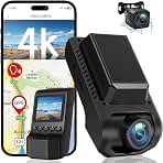 4K+1080P Front and Rear Dash Cam for Cars, Built-in WiFi and GPS | App Control, 2.0" IPS Screen, Night Vision, 170&deg; Wide Angle, G-Sensor Lock, Loop Recording, 24H Parking Mode, Quick Install
