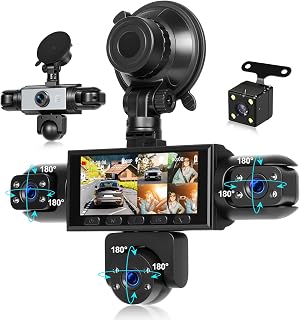 5-Lens Dash Cam for car 360&deg;Wide Angle 3.16 Inch 1080P Dash Camera with Loop Recording Reversing Assistant 24-H Monitoring Easy Installation