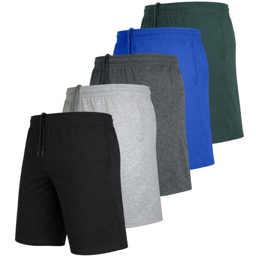 5-PACK Men&rsquo;s Lounge Shorts Cotton Blend & Elastic Waist (Sizes- S-3XL) Free Ship