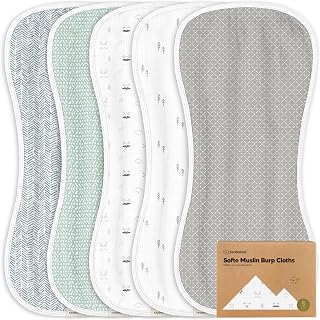 5-Pack Muslin Burp Cloths Baby Boy, Girl, Soft Absorbent Rags (Nordic) | Baby Burp Cloth Rags, 8-Layers Viscose Derived from Bamboo Cotton Muslin Towel, Super Soft Spit Up Rags, No Shrink Washcloths