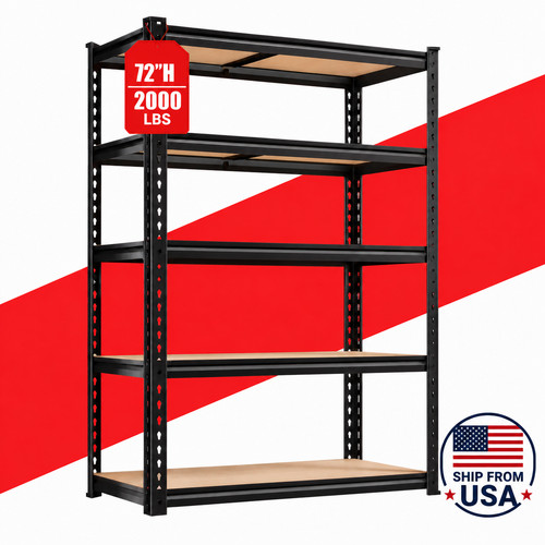 5-Tier Heavy Duty Metal Shelving Storage Adjustable Garage Shelves Utility Rack