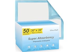 50 Count 30&rdquo; x 36&rdquo; Super Absorbency Disposable Underpads | Leakproof Quick Drying, Baby Puppy & Adults Bed Pads Disposable Adults, Dog Pee Pads Extra Large, XXL Incontinence Pads