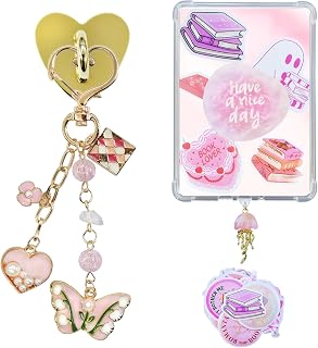 59pcs/64pcs USB C Charms Set for Kindle Paperwhite 11th/12th Gen &ndash; with Dust Plug Charm, Acrylic Grip Holder, Vintage & Bling Keychain, Heart Hook, Book Stickers