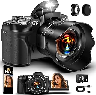 5K Digital Camera 80MP UHD Vlogging Cameras for Photography Autofocus WiFi