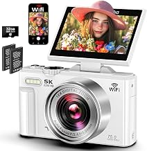 5K Digital Cameras for Photography 75MP WiFi Autofocus UHD Vlogging Camera | 5K Video 75MP Photos, WiFi Autofocus Vlogging Camera for YouTube, Compact 3" 180&deg; Flip Screen, 18X Zoom, 32GB Card, Batteries