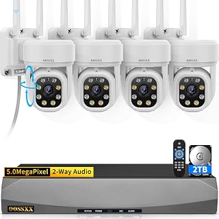 5MP PT Wireless Security Camera System 4Pcs Outdoor Cameras 2TB HDD