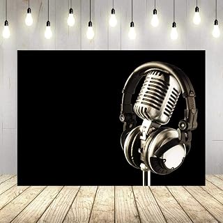 5x3ft Microphone Backdrop, Music Stage Happy Birthday Party Decorations