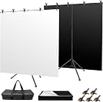 5x7FT Black White Backdrop with Stand Kit, 2-in-1 Photo Background