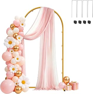 6 FT Wedding Arch Frame Backdrop Stand for Party, Balloon Arch Stand, Wedding Arches for Ceremony, Metal Gold Arch Frame Backdrop Stand for Bridal Baby Showers Birthday Decoration Photo