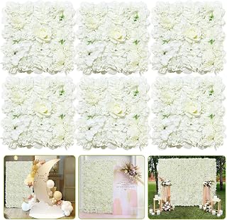 6 Pack White Flower Wall Backdrop 15 x 15 Inch Fake Flower Wall Panels Artificial Floral Backdrop for Weeding Party Baby Bridal Shower Background Decoration