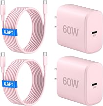 60W USB C Charger, 60 Watt Super Fast Charger Type C with 2X 6.6FT Cable