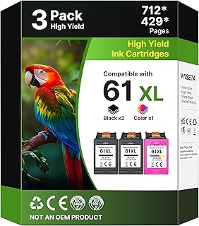 61XL Ink Cartridges Black and Color Replacement for HP Ink 61 XL Combo Pack | 61XL Ink Cartridge Combo Pack Work for HP Envy 4500 5530 4502 4501 5535 OfficeJet 4630 4635 DeskJet 2540 1000 Printer, 3 Pack
