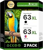 63XL Ink Cartridges Black and Color (2-Pack) for HP Ink 63 XL B7RT2AN