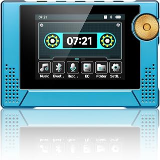 64GB 80s Retro MP3 Player with HD Speaker,MP3 Cassette Nostalgia Player,Dynamic Retro UI,Tape Drive Shape,Portable Bluetooth MP3 Music Player 50 Hours Long Battery Life, 2.4" Touchscreen (Blue)