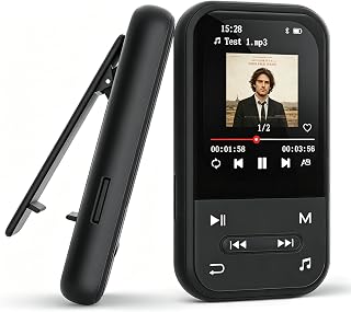 64GB Clip MP3 Player with Bluetooth 5.3, Music Player with FM Radio & Voice Recorder, E-Book, Portable Music Player Running & Workout, Supports up to 512GB, Earphones Included