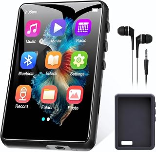64GB MP3 Player with Bluetooth 5.3, 2.4 Inch Full Touch Screen Portable Music Player, Built-in HD Speaker, FM Radio, Video & Voice Recorder, HiFi Sound, Expandable up to 512GB