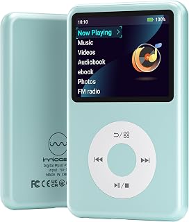 64Gb Mp3 Player with Bluetooth Y1 Portable Music Digital Players Supports Playlist Audiobook Video Nice Gadget for Kids Teal