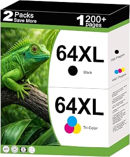 64XL Ink Cartridge Combo Pack Compatible for HP 64 HP64 XL Work for Envy Photo 7855 7858 7155 7800 6255 6232 Envy Inspire 7955e 7255e 7258e Tango X Series Printer 2-Pack Black Color with V28.4.1 Chips