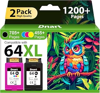 64XL Ink Cartridges Black and Color Compatible for HP Ink 64 Ink Cartridge Combo Pack for HP64 XL Ink Fit for Envy Photo 7855 7858 7155 7120 7800 6252 6255 7158 7100 7164 Tango Series Printer (2 Pack)