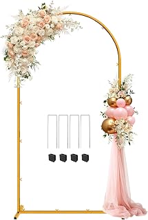 6.6 FT Wedding Arch Backdrop Stand for Party, Balloon Arch Stand, Wedding Arches for Ceremony, Metal Gold Arch Frame Backdrop Stand for Bridal Baby Showers Birthday Decoration Photo