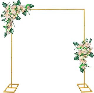 6.6FT Gold Metal Wedding Arches for Ceremony Square Balloon Arch Stand Rectangular Backdrop Stand for Anniversary Birthday Party Bridal Shower Home Indoor Outdoor Decoration